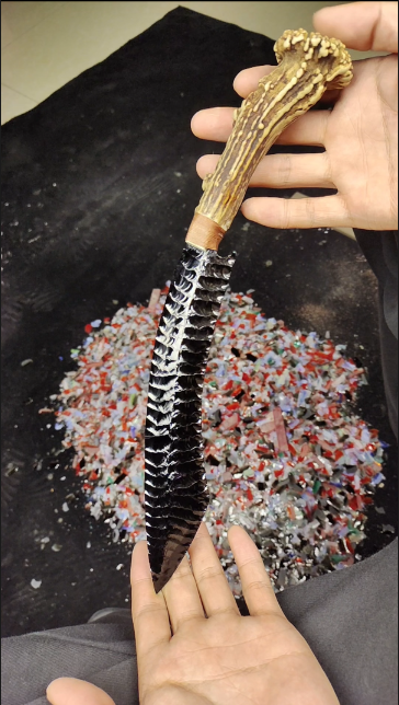 Obsidian Blade & Antler Handle