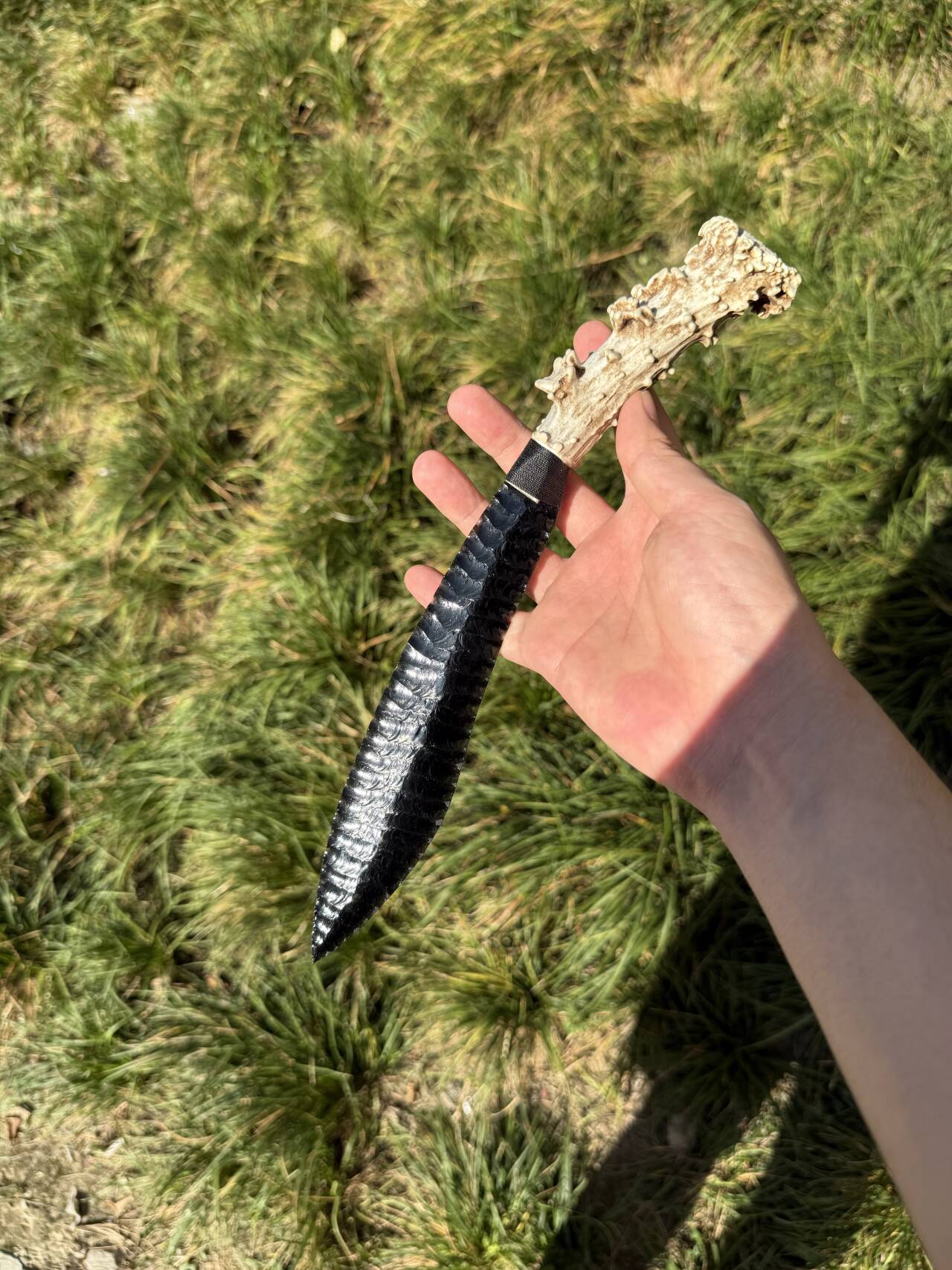 Obsidian Blade & Antler Handle
