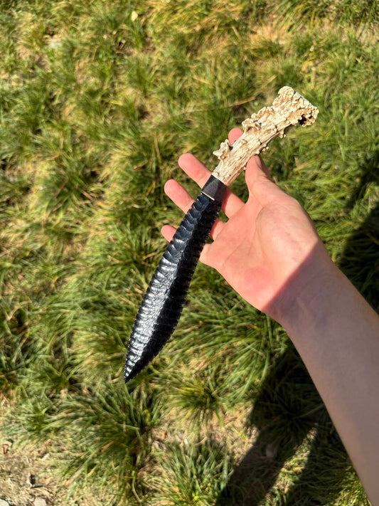 Obsidian Blade & Antler Handle